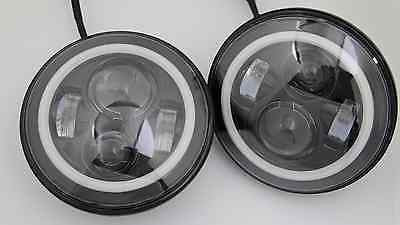 AU For JEEP JK GQ PATROL Projector Insert 2Pcs 7 Inch Black LED Headlight  DRL