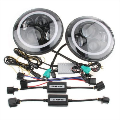 Toyota Landcruiser 40 45 60 75 78 79 series 7 inch LED headlight x 2 new projector lens DRL Halo